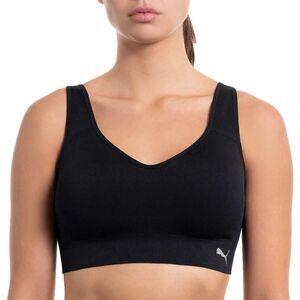 PUMA Sports Bra Black Large L Wireless Padded Athletic Workout Yoga Gym Seamless